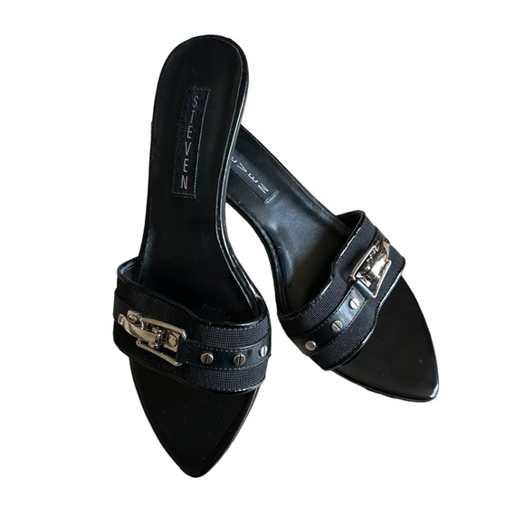 Steven Black Kitten Heel Sandals Size 8.5 - Picture 6 of 8